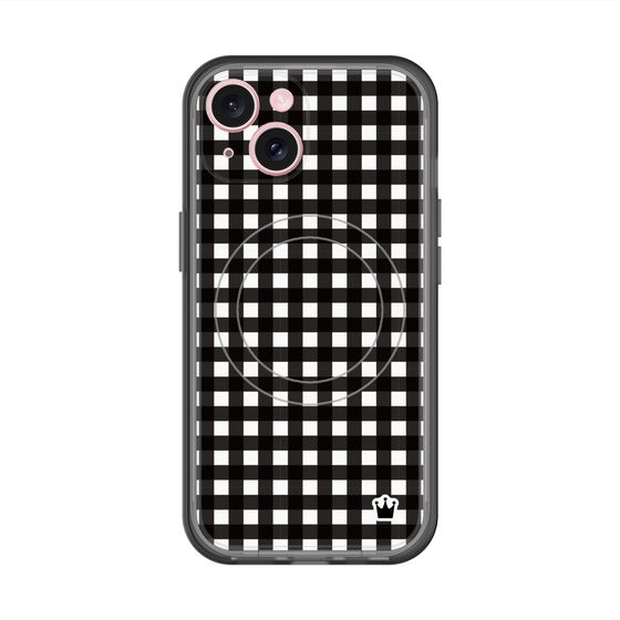 スリムプロテクションプレミアムケース with MagSafe［ Checkered Purple - ギンガムチェック ブラック ］