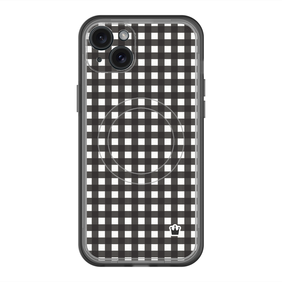 スリムプロテクションプレミアムケース with MagSafe［ Checkered Purple - ギンガムチェック ブラック ］