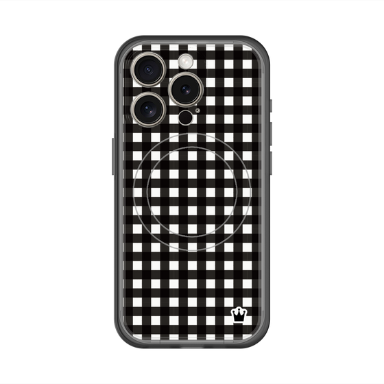 スリムプロテクションプレミアムケース with MagSafe［ Checkered Purple - ギンガムチェック ブラック ］