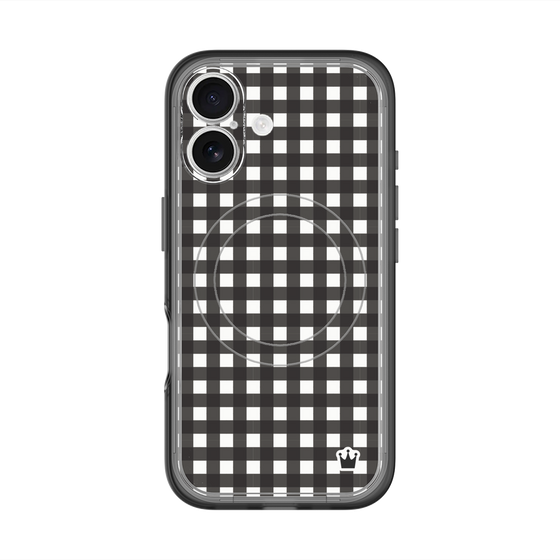 スリムプロテクションプレミアムケース with MagSafe［ Checkered Purple - ギンガムチェック ブラック ］