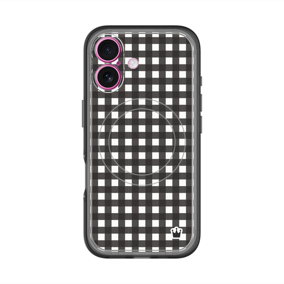 スリムプロテクションプレミアムケース with MagSafe［ Checkered Purple - ギンガムチェック ブラック ］