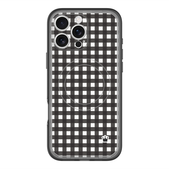 スリムプロテクションプレミアムケース with MagSafe［ Checkered Purple - ギンガムチェック ブラック ］