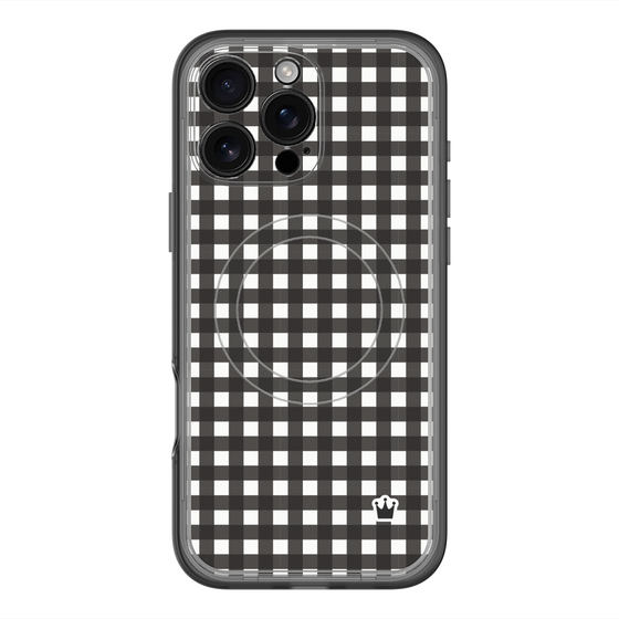 スリムプロテクションプレミアムケース with MagSafe［ Checkered Purple - ギンガムチェック ブラック ］