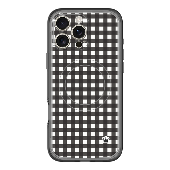 スリムプロテクションプレミアムケース with MagSafe［ Checkered Purple - ギンガムチェック ブラック ］