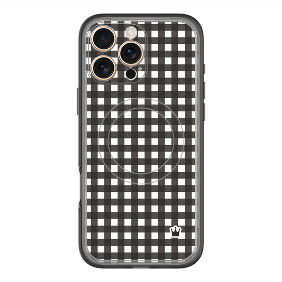 スリムプロテクションプレミアムケース with MagSafe［ Checkered Purple - ギンガムチェック ブラック ］