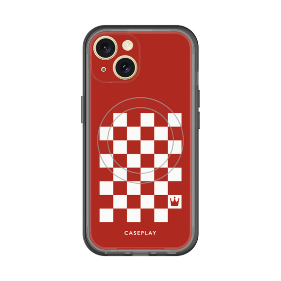 スリムプロテクションプレミアムケース with MagSafe［ Racing checkered flag Red - レーシングチェッカーフラッグ レッド ］
