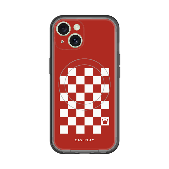 スリムプロテクションプレミアムケース with MagSafe［ Racing checkered flag Red - レーシングチェッカーフラッグ レッド ］