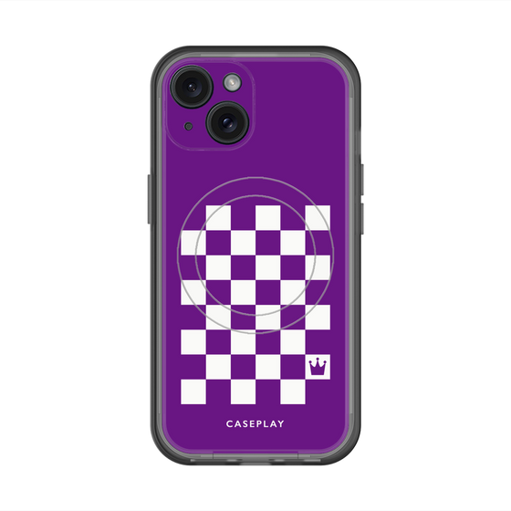 スリムプロテクションプレミアムケース with MagSafe［ Racing checkered flag Purple - レーシングチェッカーフラッグ パープル ］