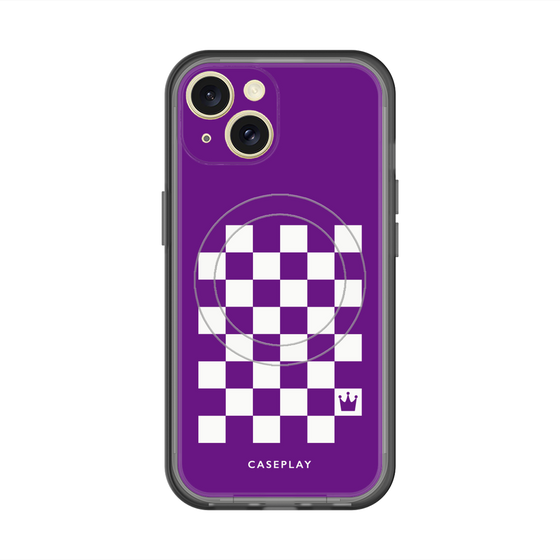 スリムプロテクションプレミアムケース with MagSafe［ Racing checkered flag Purple - レーシングチェッカーフラッグ パープル ］