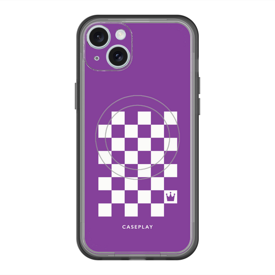 スリムプロテクションプレミアムケース with MagSafe［ Racing checkered flag Purple - レーシングチェッカーフラッグ パープル ］