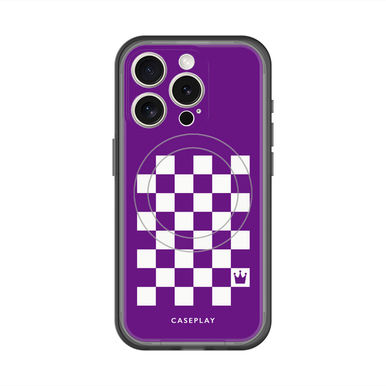 スリムプロテクションプレミアムケース with MagSafe［ Racing checkered flag Purple - レーシングチェッカーフラッグ パープル ］