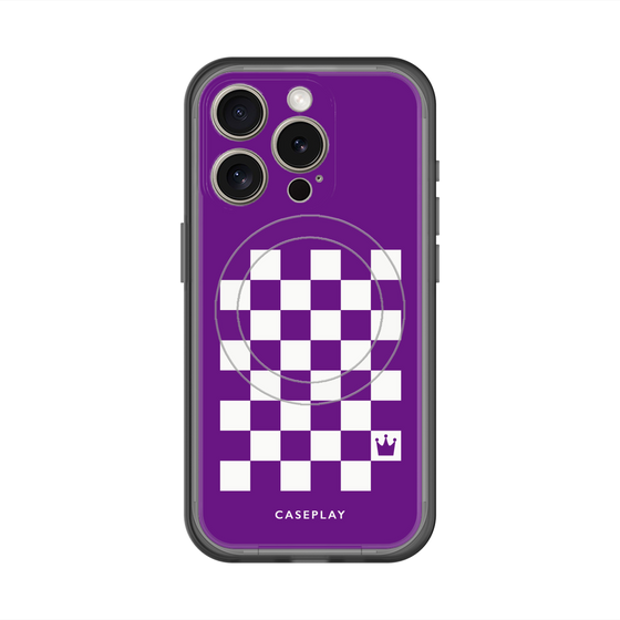 スリムプロテクションプレミアムケース with MagSafe［ Racing checkered flag Purple - レーシングチェッカーフラッグ パープル ］