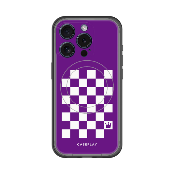 スリムプロテクションプレミアムケース with MagSafe［ Racing checkered flag Purple - レーシングチェッカーフラッグ パープル ］