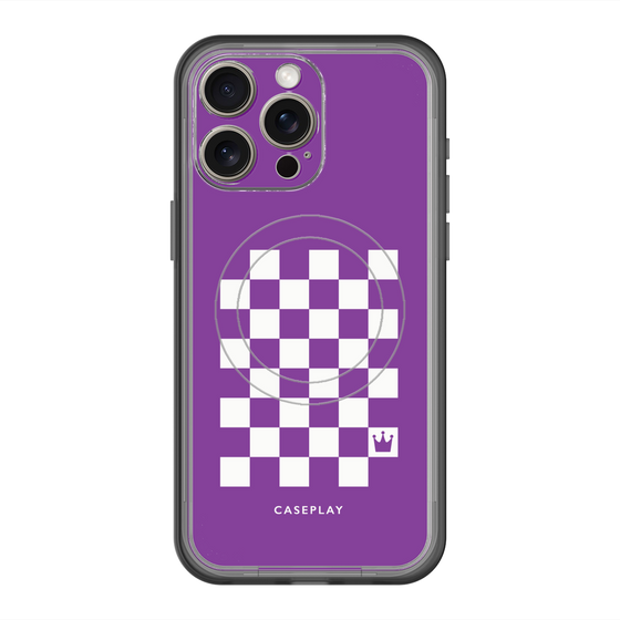 スリムプロテクションプレミアムケース with MagSafe［ Racing checkered flag Purple - レーシングチェッカーフラッグ パープル ］