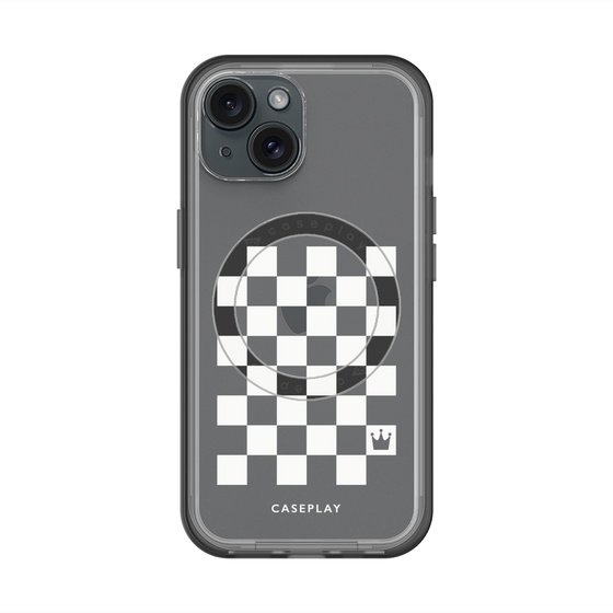 スリムプロテクションプレミアムケース with MagSafe［ Racing checkered flag White - レーシングチェッカーフラッグ ホワイト ］