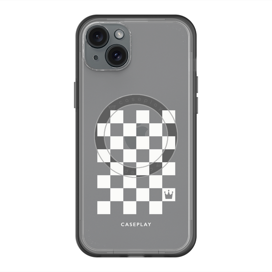 スリムプロテクションプレミアムケース with MagSafe［ Racing checkered flag White - レーシングチェッカーフラッグ ホワイト ］