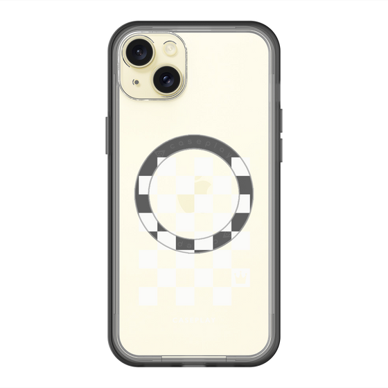 スリムプロテクションプレミアムケース with MagSafe［ Racing checkered flag White - レーシングチェッカーフラッグ ホワイト ］