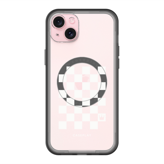 スリムプロテクションプレミアムケース with MagSafe［ Racing checkered flag White - レーシングチェッカーフラッグ ホワイト ］
