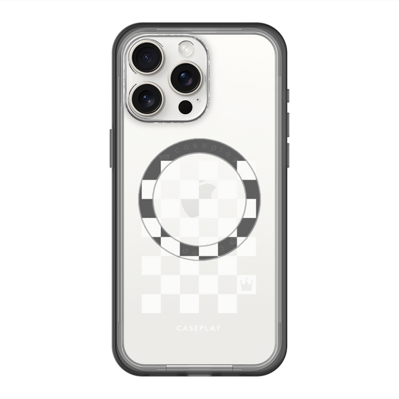 スリムプロテクションプレミアムケース with MagSafe［ Racing checkered flag White - レーシングチェッカーフラッグ ホワイト ］