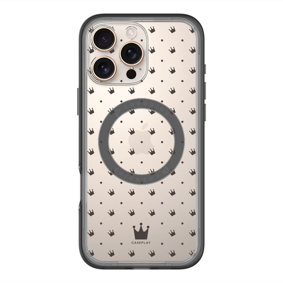 スリムプロテクションプレミアムケース with MagSafe［ CASEPLAY Crown dots Black - ケースプレイ・クラウン・ドッツ ブラック ］