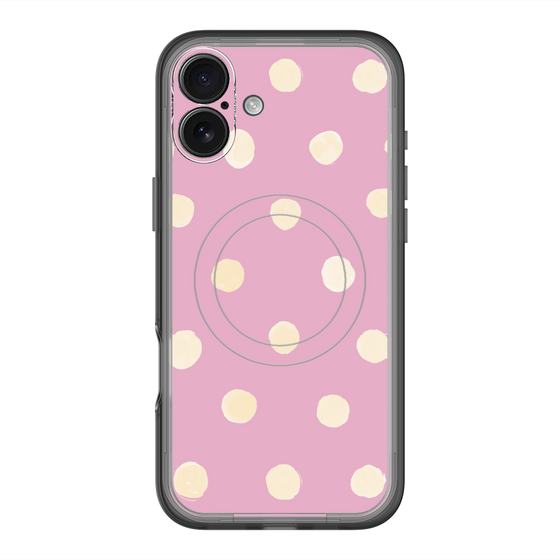 スリムプロテクションプレミアムケース with MagSafe［ 水彩ドット・レトロカラー - Pink ］