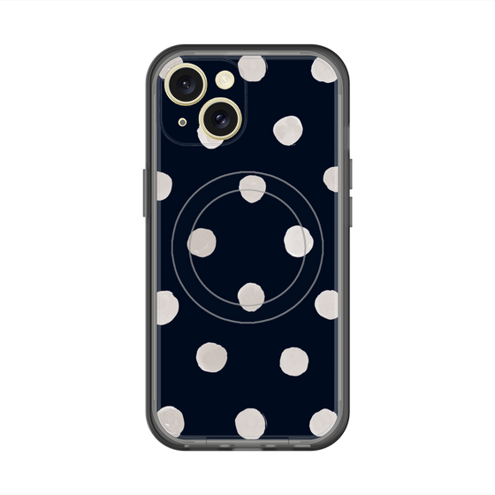 スリムプロテクションプレミアムケース with MagSafe［ 水彩ドット・レトロカラー - Navy ］