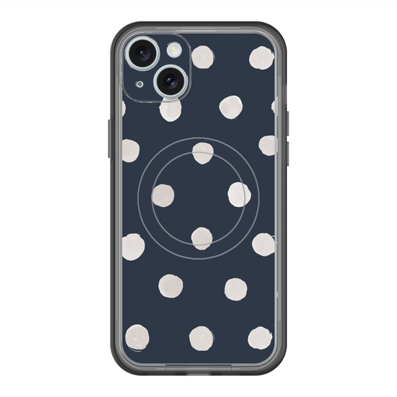 スリムプロテクションプレミアムケース with MagSafe［ 水彩ドット・レトロカラー - Navy ］