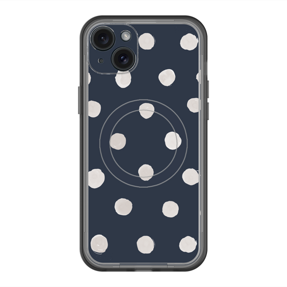 スリムプロテクションプレミアムケース with MagSafe［ 水彩ドット・レトロカラー - Navy ］