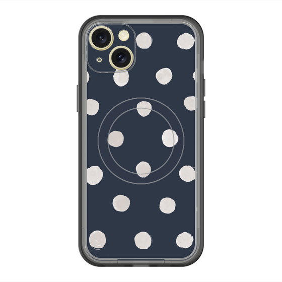 スリムプロテクションプレミアムケース with MagSafe［ 水彩ドット・レトロカラー - Navy ］