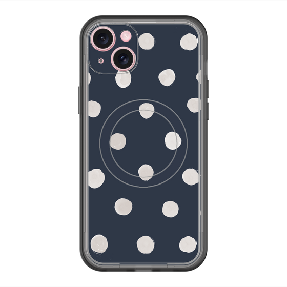 スリムプロテクションプレミアムケース with MagSafe［ 水彩ドット・レトロカラー - Navy ］