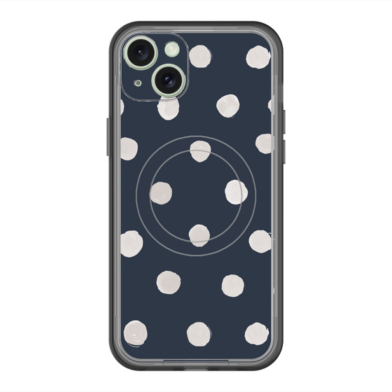 スリムプロテクションプレミアムケース with MagSafe［ 水彩ドット・レトロカラー - Navy ］