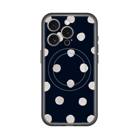 スリムプロテクションプレミアムケース with MagSafe［ 水彩ドット・レトロカラー - Navy ］