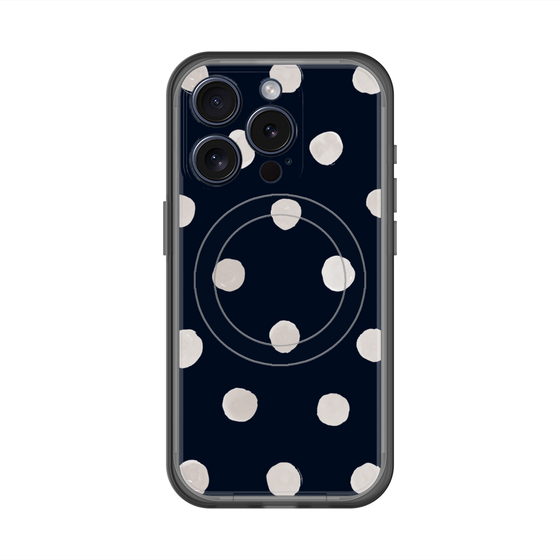 スリムプロテクションプレミアムケース with MagSafe［ 水彩ドット・レトロカラー - Navy ］