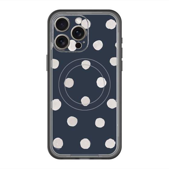 スリムプロテクションプレミアムケース with MagSafe［ 水彩ドット・レトロカラー - Navy ］