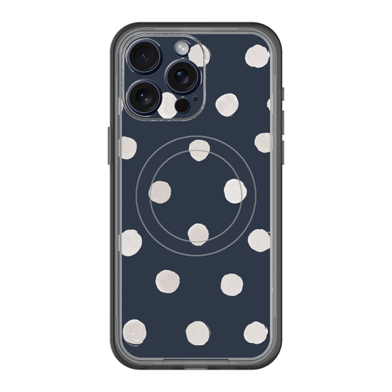 スリムプロテクションプレミアムケース with MagSafe［ 水彩ドット・レトロカラー - Navy ］