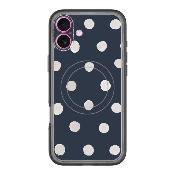 スリムプロテクションプレミアムケース with MagSafe［ 水彩ドット・レトロカラー - Navy ］