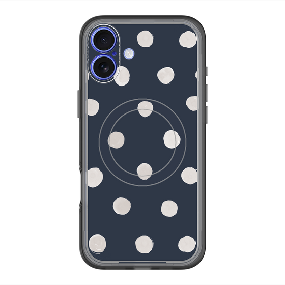 スリムプロテクションプレミアムケース with MagSafe［ 水彩ドット・レトロカラー - Navy ］