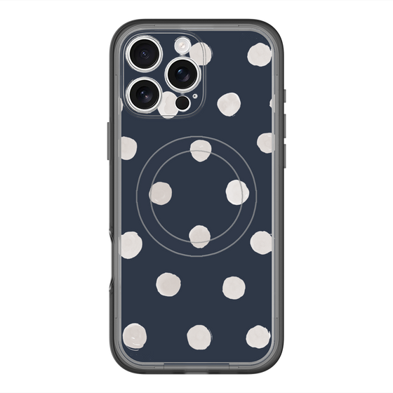 スリムプロテクションプレミアムケース with MagSafe［ 水彩ドット・レトロカラー - Navy ］