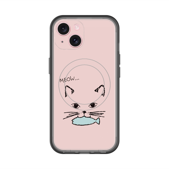 スリムプロテクションプレミアムケース with MagSafe［ 食いしん坊なねこ - Pink ］