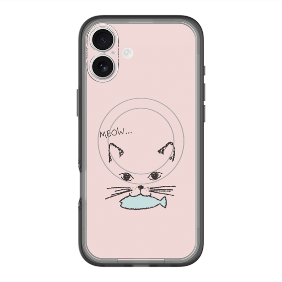 スリムプロテクションプレミアムケース with MagSafe［ 食いしん坊なねこ - Pink ］