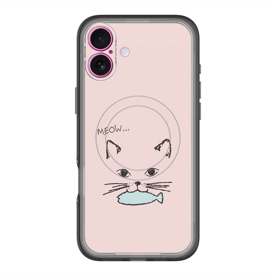 スリムプロテクションプレミアムケース with MagSafe［ 食いしん坊なねこ - Pink ］