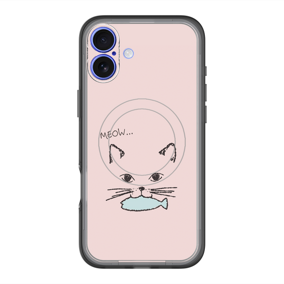 スリムプロテクションプレミアムケース with MagSafe［ 食いしん坊なねこ - Pink ］