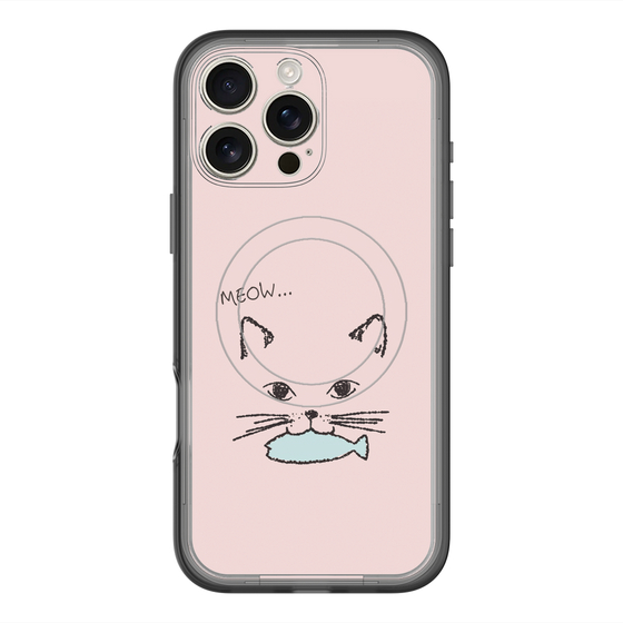 スリムプロテクションプレミアムケース with MagSafe［ 食いしん坊なねこ - Pink ］