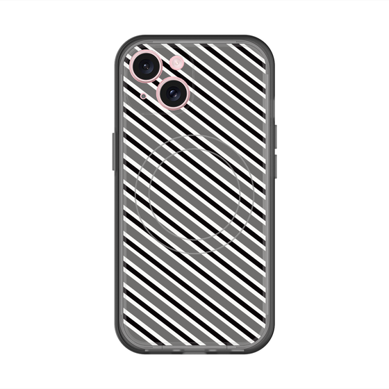 スリムプロテクションプレミアムケース with MagSafe［ Small Stripe - Gray × Black ］
