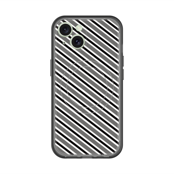 スリムプロテクションプレミアムケース with MagSafe［ Small Stripe - Gray × Black ］