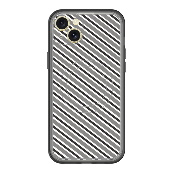 スリムプロテクションプレミアムケース with MagSafe［ Small Stripe - Gray × Black ］