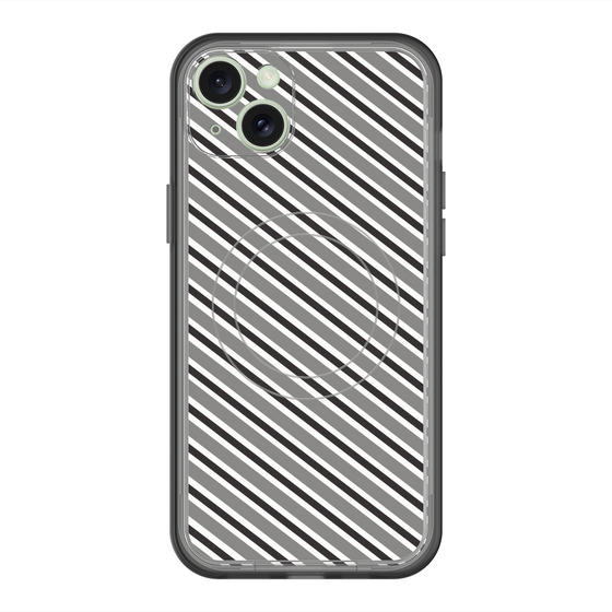 スリムプロテクションプレミアムケース with MagSafe［ Small Stripe - Gray × Black ］