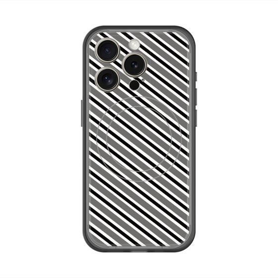 スリムプロテクションプレミアムケース with MagSafe［ Small Stripe - Gray × Black ］