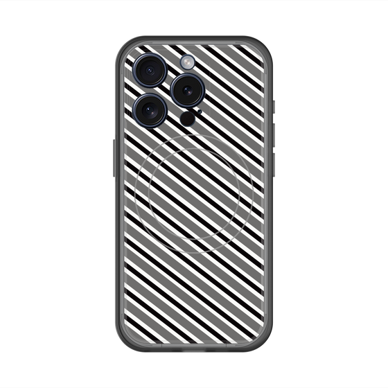 スリムプロテクションプレミアムケース with MagSafe［ Small Stripe - Gray × Black ］