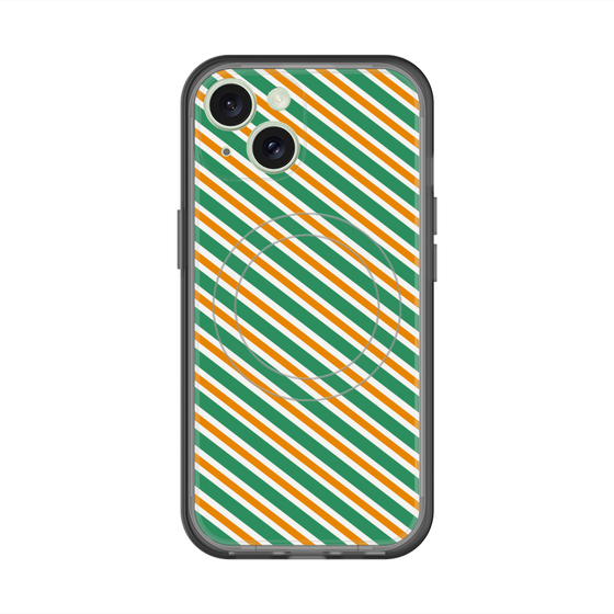 スリムプロテクションプレミアムケース with MagSafe［ Small Stripe - Green × Orange ］